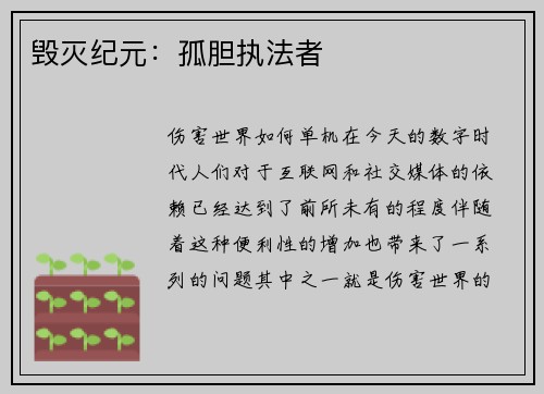 毁灭纪元：孤胆执法者